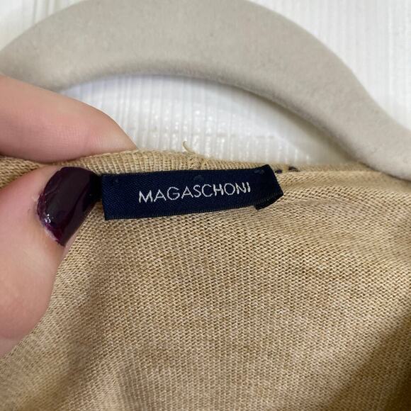 MAGASCHONI Cashmere Blend Ruffle Cardigan Tan Shabby Chic Size Small READ - Picture 4 of 6